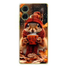Друкований чохол 'Звірята з кавою' для Motorola MOTO G85 – Білка з кавою