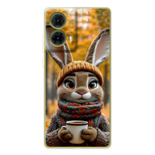 Друкований чохол 'Звірята з кавою' для Motorola MOTO G85 – Зайчик з кавою