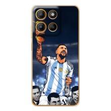 Чехлы для Motorola MOTO G86 Power (Leo чемпион) (AlphaPrint) (Месси с кубком)