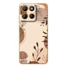 Чехол с цветочным принтом на Мото Джи86 Павер (Коричневые цветы)