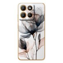 Чехол с цветочным принтом на Мото Джи86 Павер (Цветы на белом)