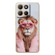 Чехол с принтом стильные животные для Мото Джи86 Павер (Лев в очках)