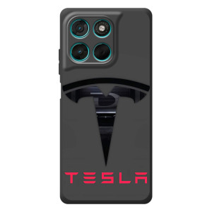 Силиконовый бампер с картинкой машины на Motorola MOTO G86 Power – Logo TESLA