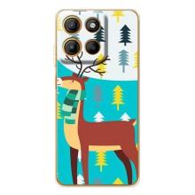 Силиконовый бампер с картинкой животных для Motorola MOTO G86 Power (Олень с шарфом)