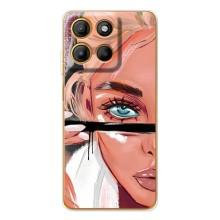 Силиконовый Чехол на Motorola MOTO G86 Power с картинкой Стильных Девушек – Девушка и ресницы