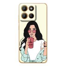Силиконовый Чехол на Motorola MOTO G86 Power с картинкой Стильных Девушек – С напитком
