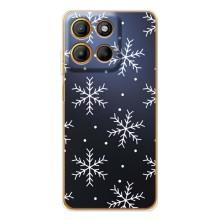 Зимні Чохли для Мото Джі85 Павер - прозорий фон (Білі сніжинки)