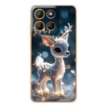 Яркий чехол для Motorola MOTO G86 Power с Зимними Оленятами – Блистающий оленёнок