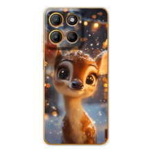 Яркий чехол для Motorola MOTO G86 Power с Зимними Оленятами – Оленёнок среди гирлянд