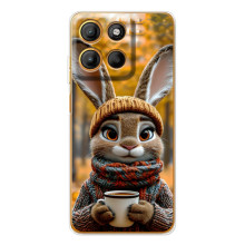 Печатный чехол «Зверята с кофе» для Motorola MOTO G86 Power – Зайчик с кофе