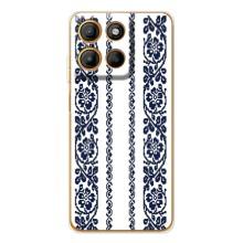 Силиконовый Чехол на Motorola MOTO G86 с картинкой Вышиванки (Синяя вышиванка)