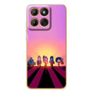 Силиконовый Чехол на Motorola MOTO G86 с картинкой Brawl Stars – Персонажи в закате