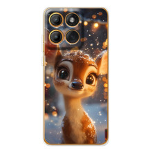 Яркий чехол для Motorola MOTO G86 с Зимними Оленятами – Оленёнок среди гирлянд