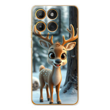 Яркий чехол для Motorola MOTO G86 с Зимними Оленятами – Оленёнок в лесу