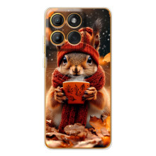Печатный чехол «Зверята с кофе» для Motorola MOTO G86 – Белка с кофе