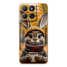Печатный чехол «Зверята с кофе» для Motorola MOTO G86 – Зайчик с кофе