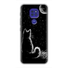 Чехол с принтом для Motorola MOTO G9 Play (AlphaPrint) Модные коты (Котик и луна)