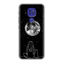 Чехол с рисунком кот на Motorola MOTO G9 Play – Девушка с котом