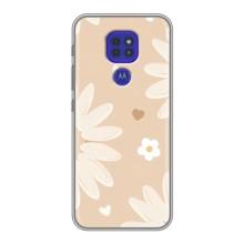 Чехол с цветочным принтом на Мото G9 Плей – Бежевые цветы