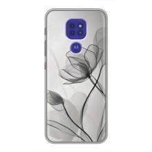 Чехол с цветочным принтом на Мото G9 Плей – Черные цветы