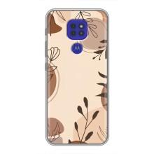Чехол с цветочным принтом на Мото G9 Плей – Коричневые цветы