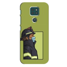 Силиконовый бампер (Работники) на Motorola Moto G9 Play (Пожарник)