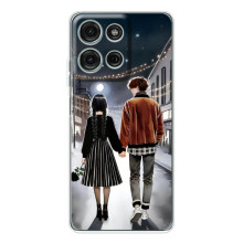 Чехол с дизайном Венздей 2 на Motorola Moto G96 5G – Уэнсдей и Тайлер