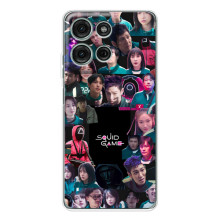Чехол Гра в кальмара для Motorola Moto G96 5G – Коллаж игры кальмара