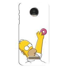 Чехол с Симпсонами для Motorola MOTO Z Play (VPrint) (Гомер с пончиком)