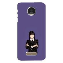 Чехлы Венсдей на Motorola MOTO Z Play Уэнсдей (AlphaPrint) (Уэнздей в черном)