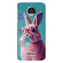 Чохол з принтом стильні тварини для Моторола МОТО Z Плей – Кролик в окулярах
