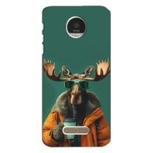 Чохол з принтом стильні тварини для Моторола МОТО Z Плей – Лось з кавою