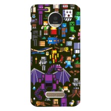 Чехол Майнкрафт на Motorola MOTO Z (AlphaPrint) Minecraft (Коллаж Майнкрафт)