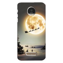 Новорічні, Святкові Чохли для Motorola MOTO Z - 2024 год (Санта на місяці)