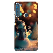 Чехлы на Новый Год Motorola One Fusion Plus (Снеговик праздничный)