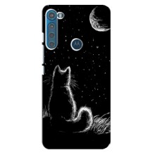 Чехол с принтом для Motorola One Fusion Plus (AlphaPrint) Модные коты – Котик и луна