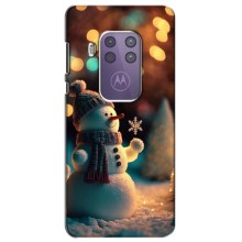 Чехлы на Новый Год Motorola One Macro (Снеговик праздничный)