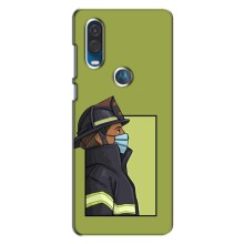 Силиконовый бампер (Работники) на Motorola One Vision – Пожарник