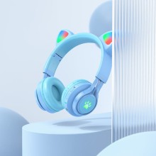 Накладні бездротові навушники Hoco W39 Cat ear – Blue