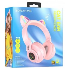 Накладные беспроводные наушники BOROFONE BO18 Cat ear – Розовый