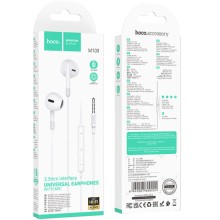 Стерео наушники Hoco M109 Pure joe (3.5mm/1.2m) – White