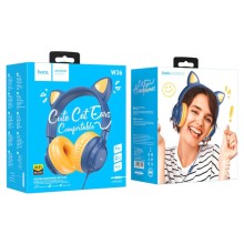 Накладные наушники Hoco W36 Cat ear (3.5mm/1.2m) – Темно-синий