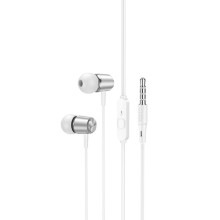 Стерео Наушники Hoco M108 Spring metal universal with mic (3.5mm/1.2m)