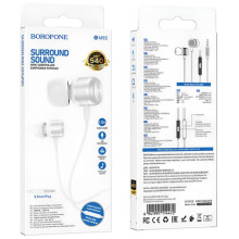 Наушники Borofone BM93 Platino universal with microphone (3.5mm/1.2m) – Серебряный