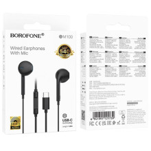 Наушники Borofone BM100 Fuente universal with microphone (Type-C/1.2m) – Черный