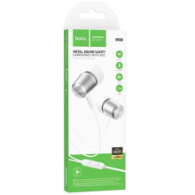 Стерео Наушники Hoco M108 Spring metal universal with mic (3.5mm/1.2m) – Серебряный