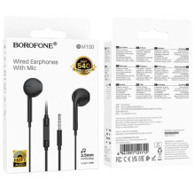 Наушники Borofone BM100 Fuente universal with microphone (3.5mm/1.2m) – Черный