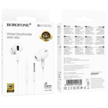 Наушники Borofone BM100 Pro Fuente universal with microphone (3.5mm/1.2m) – Белый