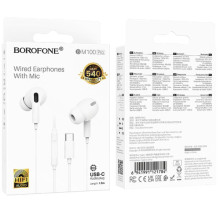 Наушники Borofone BM100 Pro Fuente universal with microphone (Type-C/1.2m) – Белый
