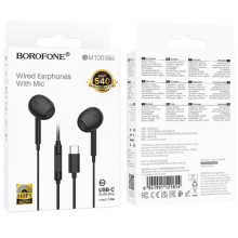 Наушники Borofone BM100 Max Fuente universal with microphone (Type-C/1.2m) – Черный